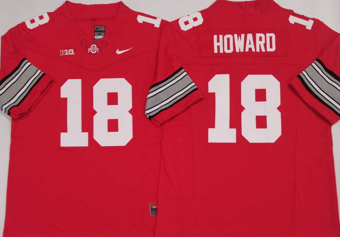 Mens Ohio State Buckeyes #18 Will Howard Red 2025 F.U.S.E. Limited Stitched Jersey